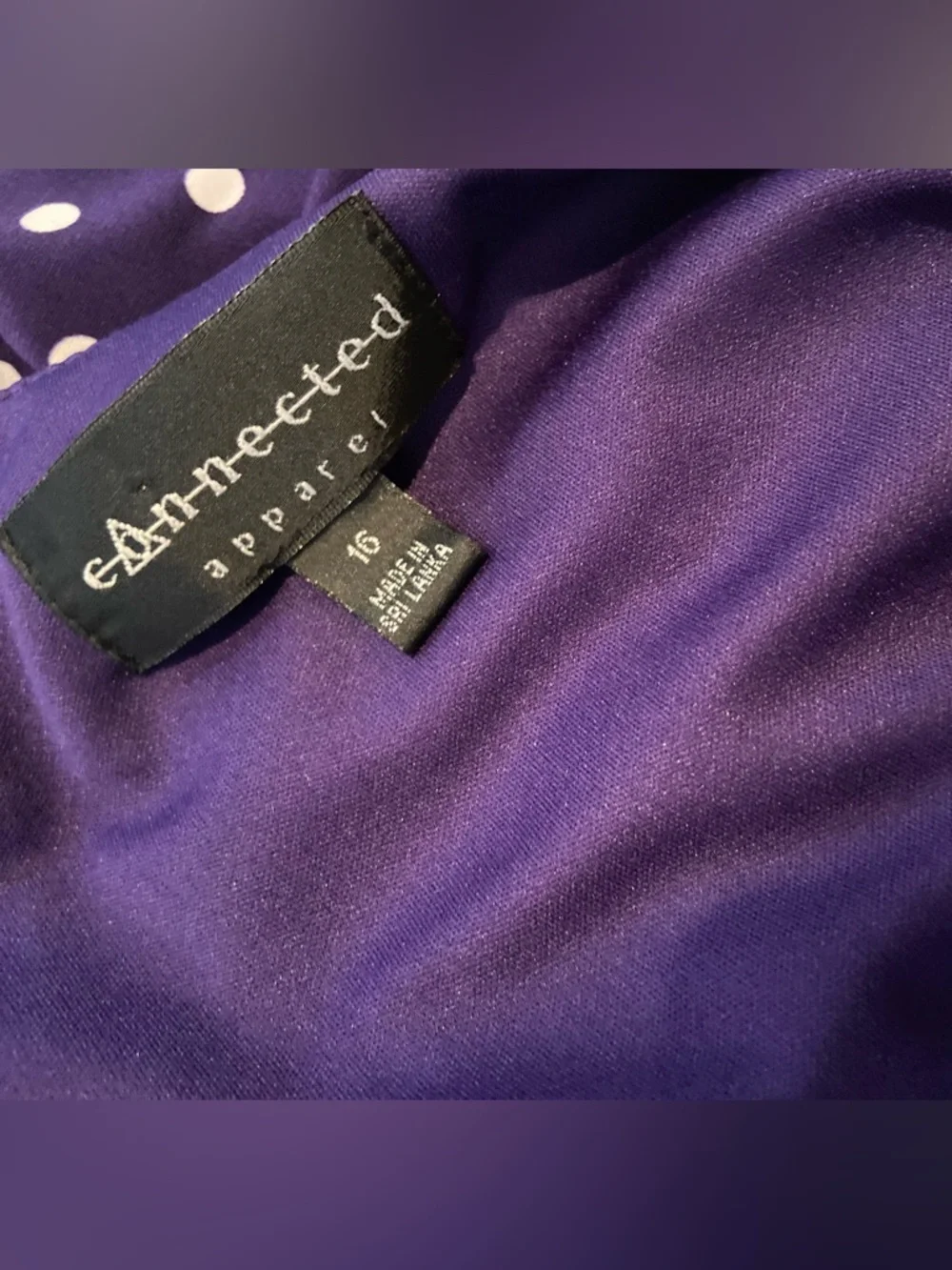 Connected Apparel~Polka Dot~Wrap Dress~Sunburst Side Pleats~1/2 Sleeve~Size 16
